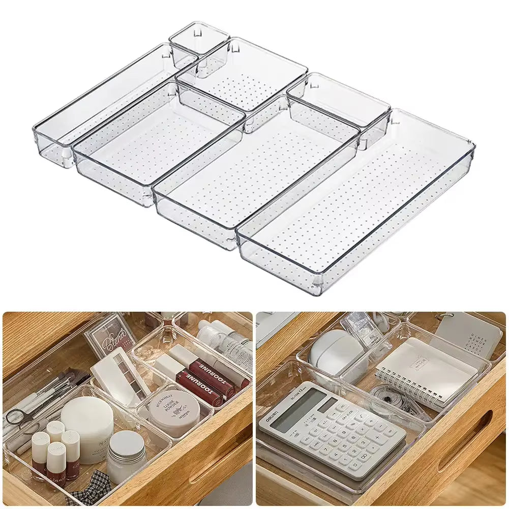 ClearNest Organizer – Transparent Anti-Scratch Drawer Storage Box for Cosmetics, Office & Home